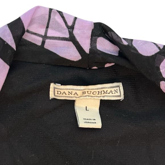 Dana Buchman Sleeveless Cowl Neck Blouse Top L Large Purple Black Abstract Ruch - Picture 4 of 8